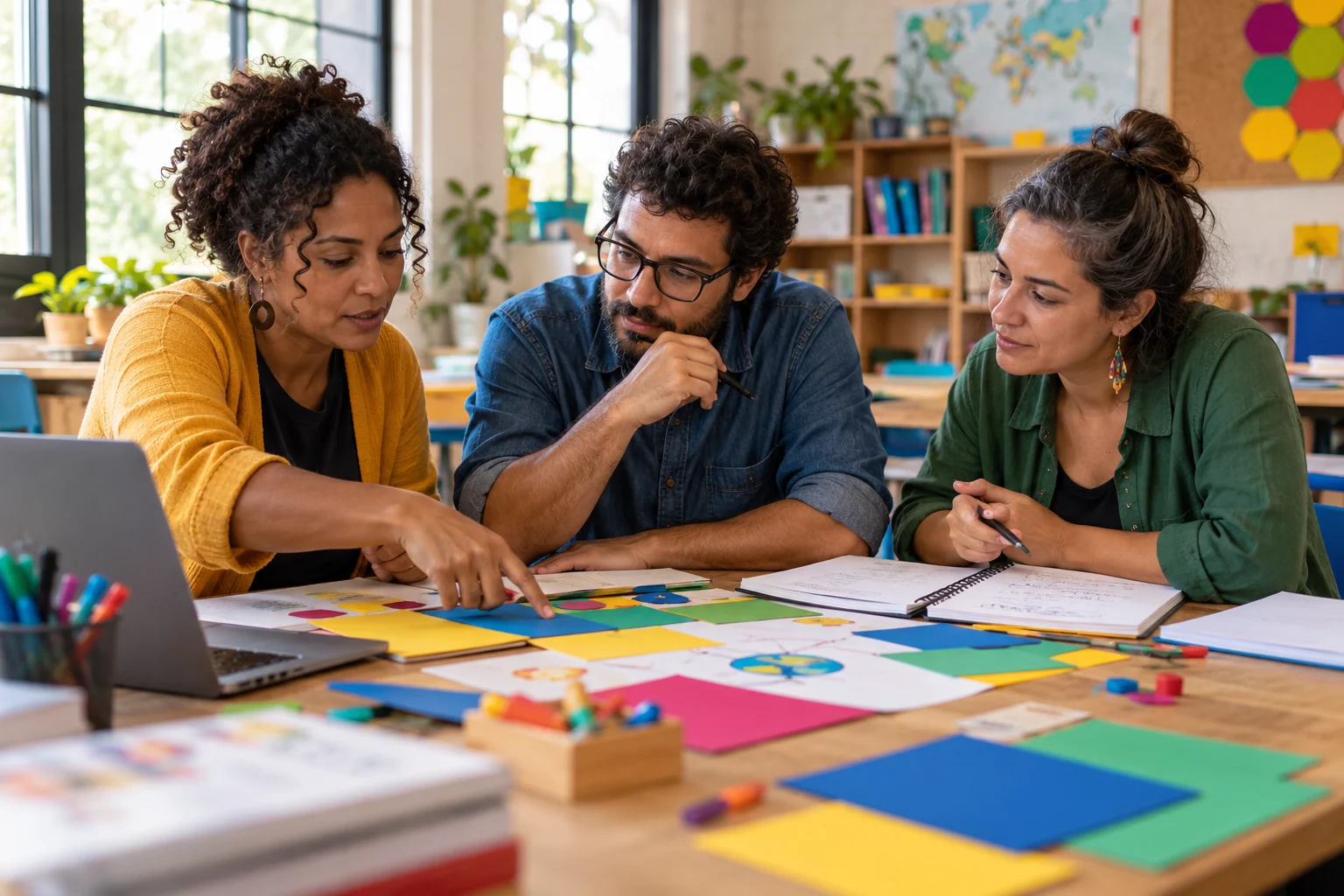 Equipe de educadores prepara uma experiência de Educação Digital em conjunto